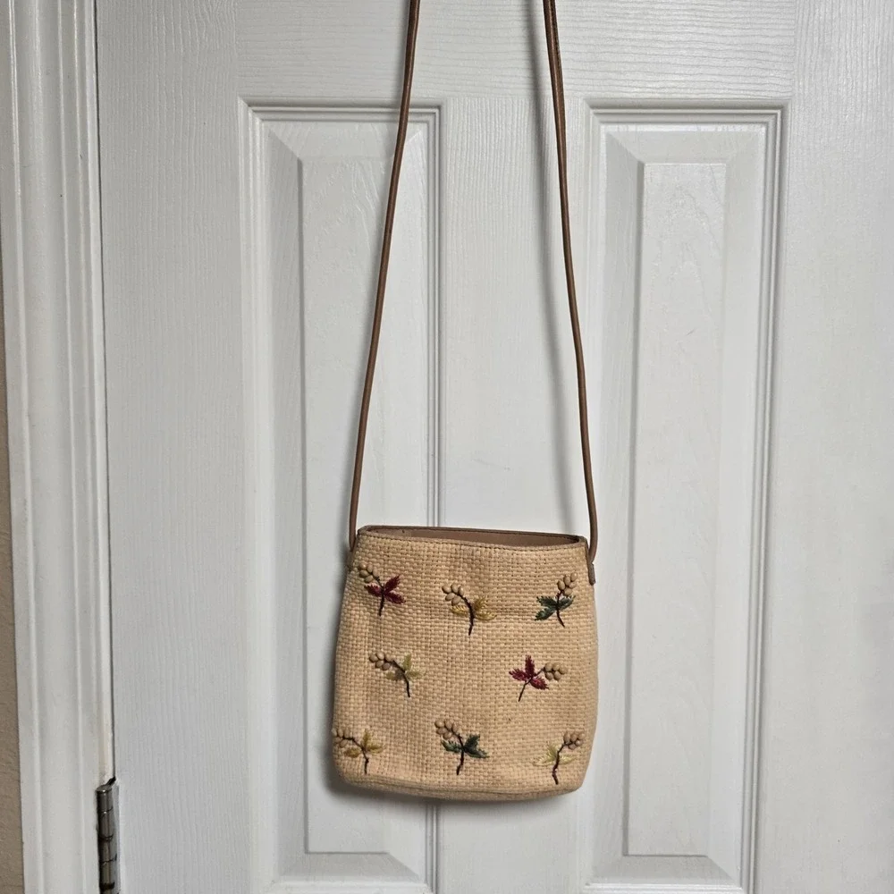 Fossil Straw Crossbody, Beaded, Leather